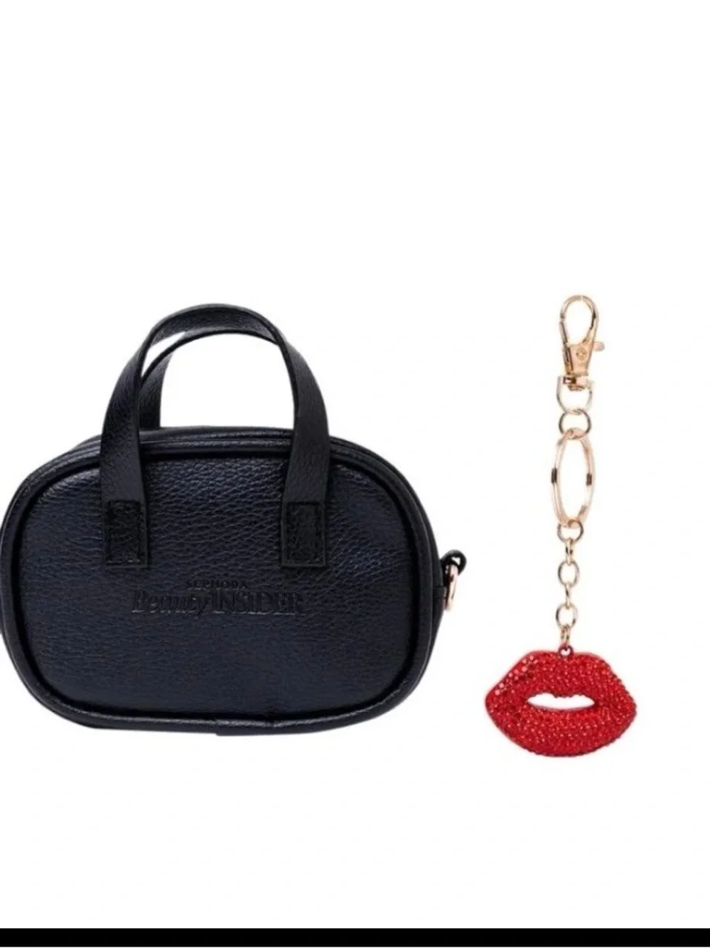 Sephora Beauty Insider Mini Bag & Red Rhinestone Lip Charm Keychain - Picture 2 of 4